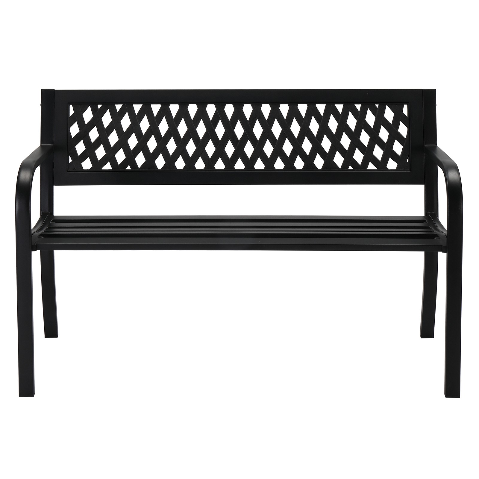 Garden Bench PVC Metal 47 inch Black Outdoor Porch Park Cast Iron Sturdy Terrace