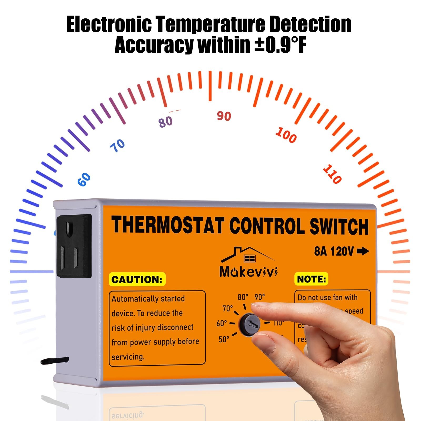 Attic Fan Thermostat-Control, Adjustable Thermostat with Overload Protector, ...