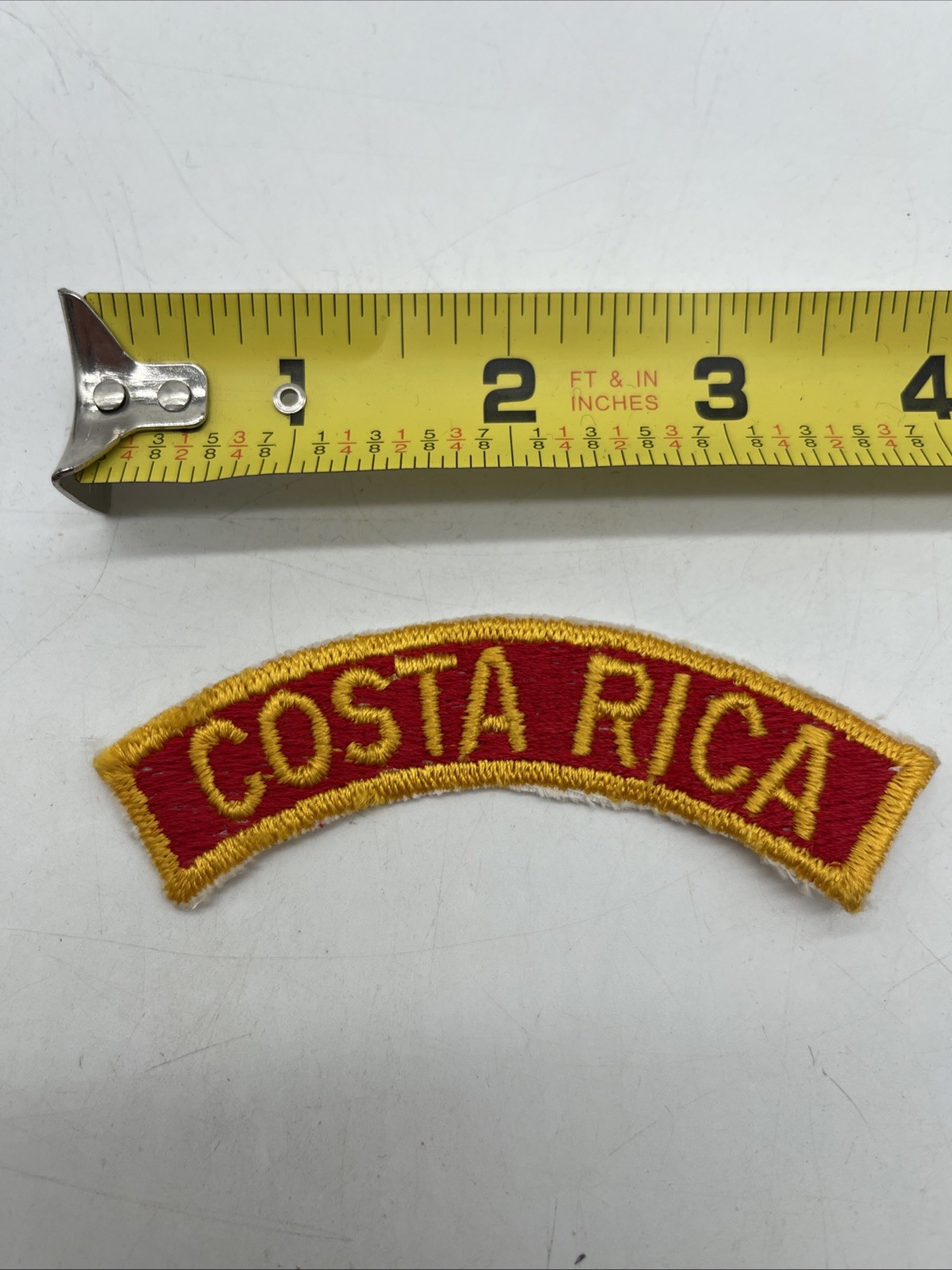 Costa Rican Military “COSTA RICA” Tab Rocker Patch Tape Label ~3.5” Cut Edge