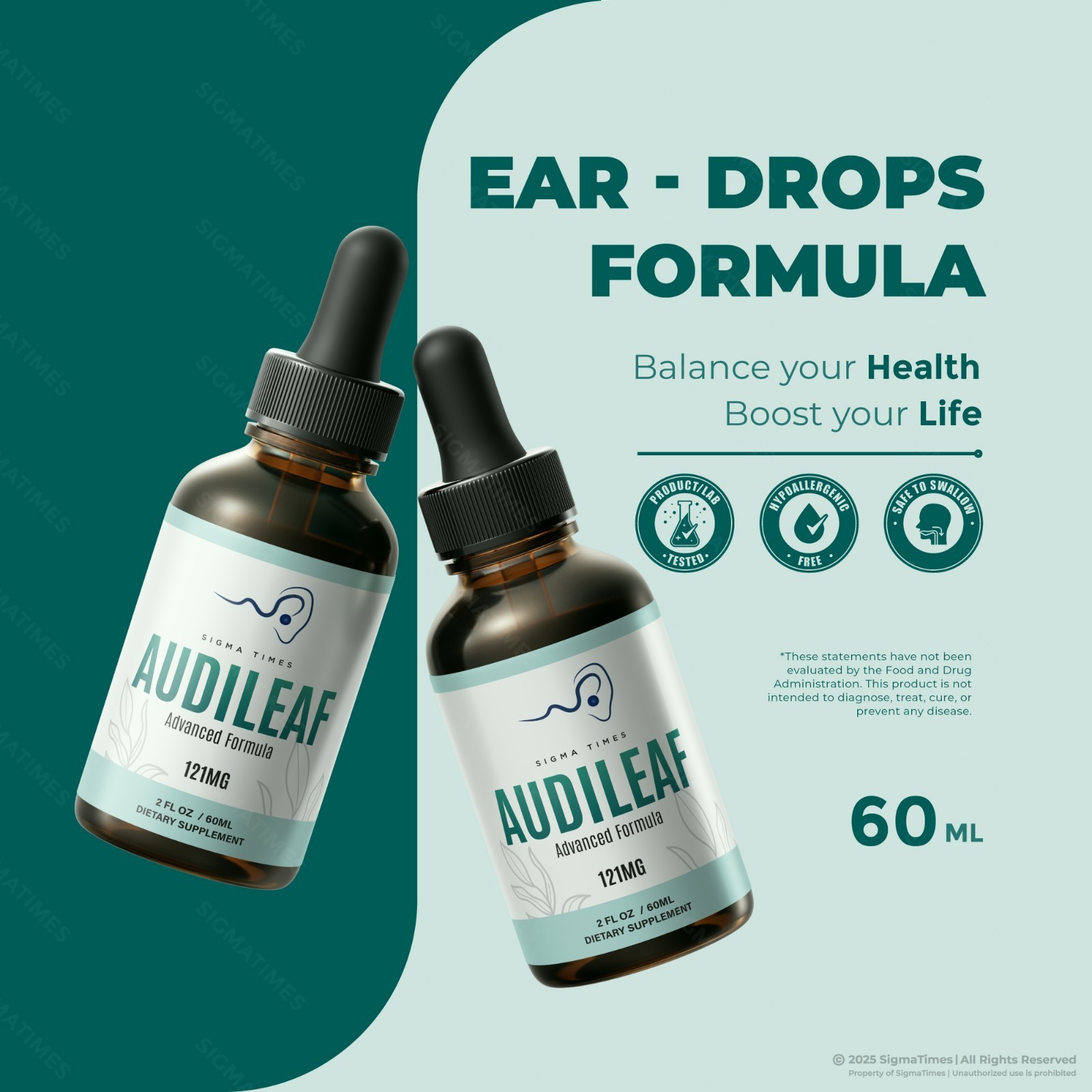 Audileaf Drops - Ear Care Support, Ear Health & Comfort Formula -5 Pack