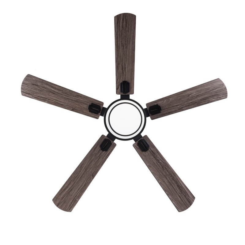 52" Modern Wood Ceiling Fan with Light 5 Double Sided Blade Reversible Remote