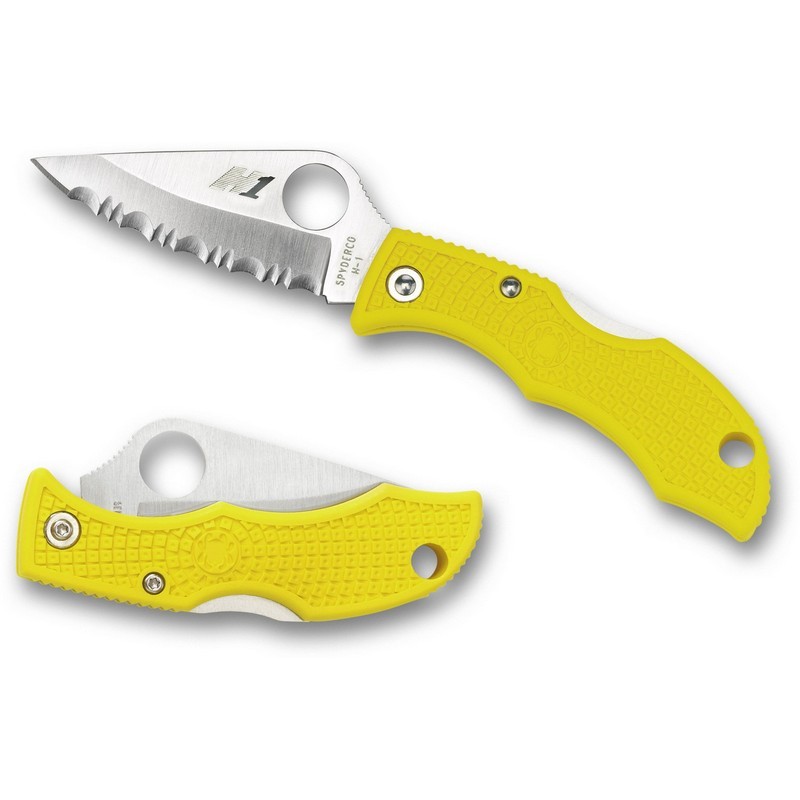 Spyderco LYLS3 Ladybug 3 Salt Folding Knife 1.94" H-1 Serrated Edge Blade,