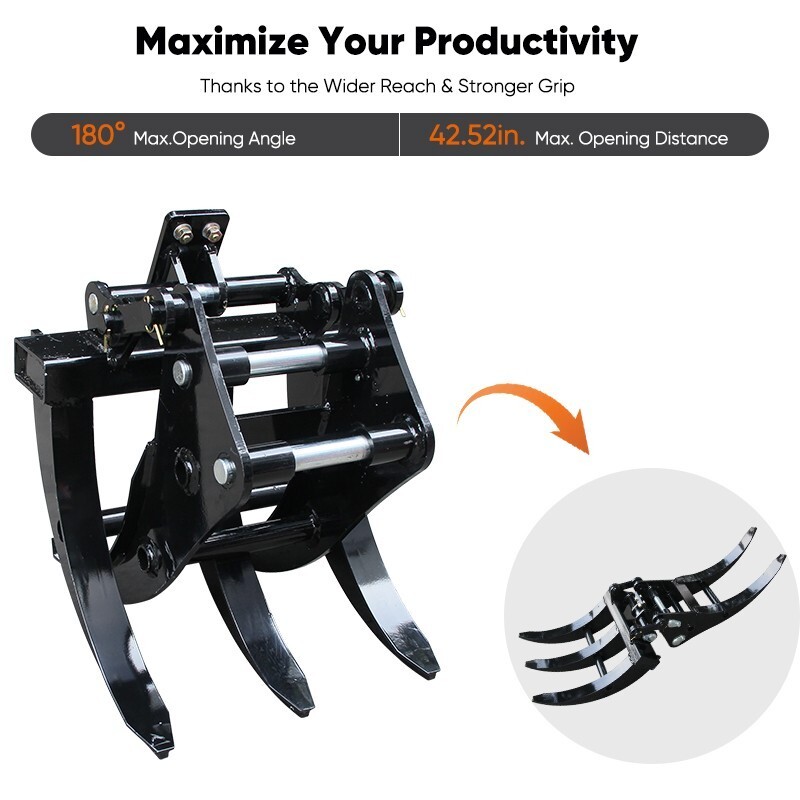 Heavy-Duty Mini Excavator Attachment Grapple Wide Grapple 0.8-2 ton Small Digger