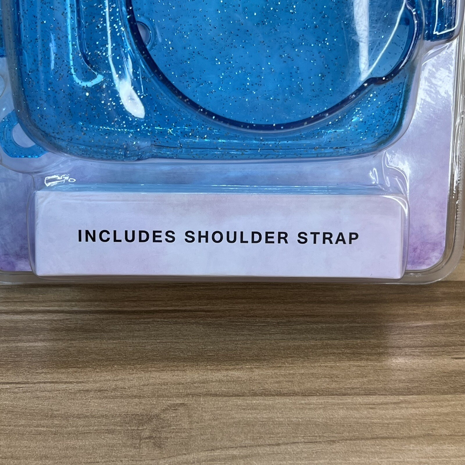 Hardshell Glitter Case for Mini Instant Camera Case with Shoulder Strap - Blue
