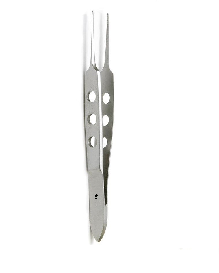 Bishop-Harmon Dressing Forceps, 3.3/8",Straight, Extra Fine, Cross Serrated Tips