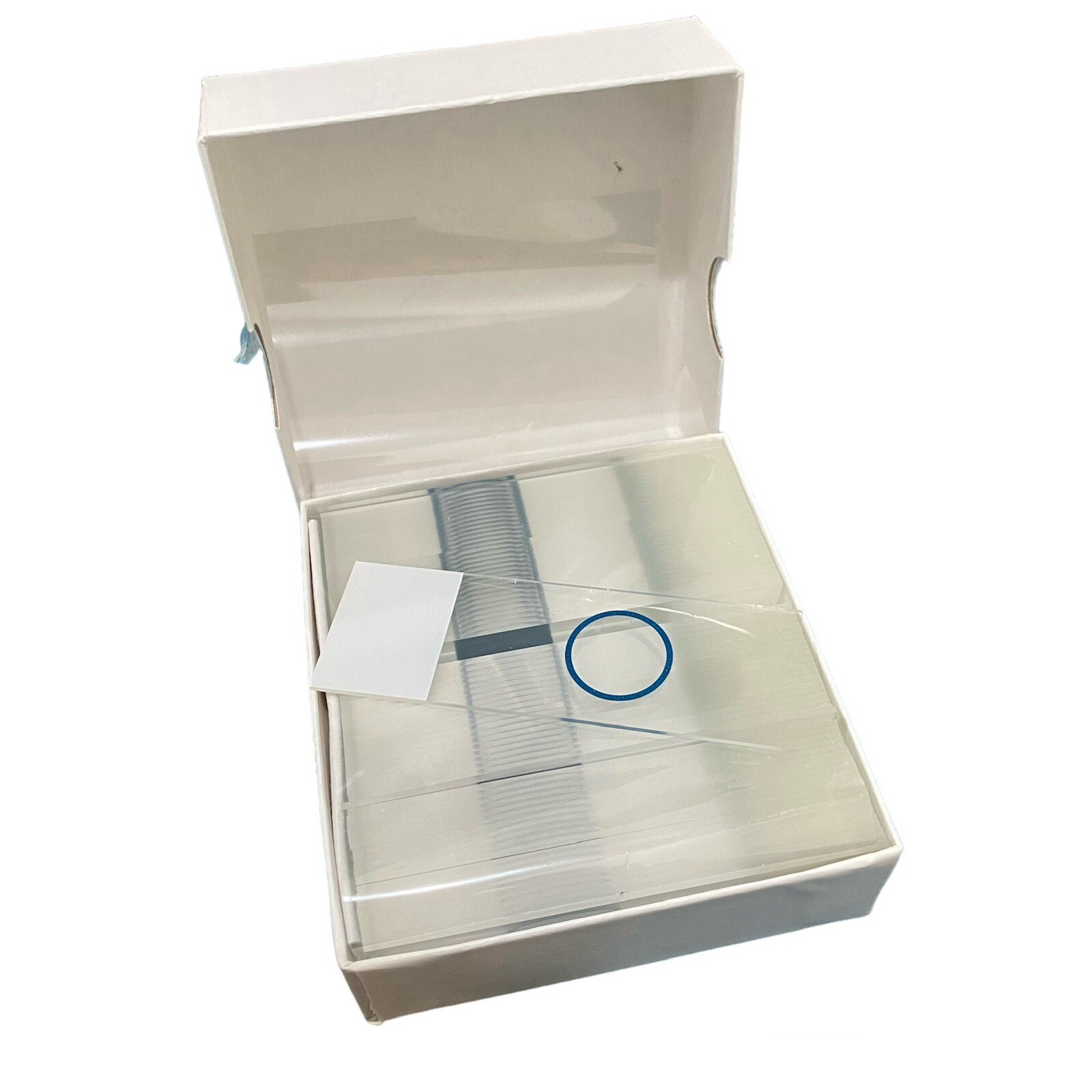 Cel-line Epredia White Frosted end & Blue Ring Microscope Slides, 72 Slides/box