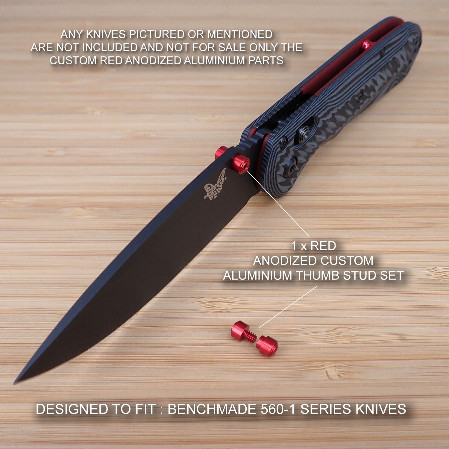 BENCHMADE 560BK-1 SUPER FREEK Custom 2pc Thumb Stud Set Anodized RED (No knife)