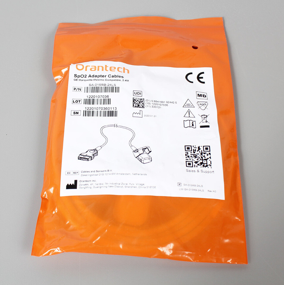 GE Healthcare Marquette-Masimo SpO2 Adapter Cable 2.4M, SA-015RB-24LS -NEW-