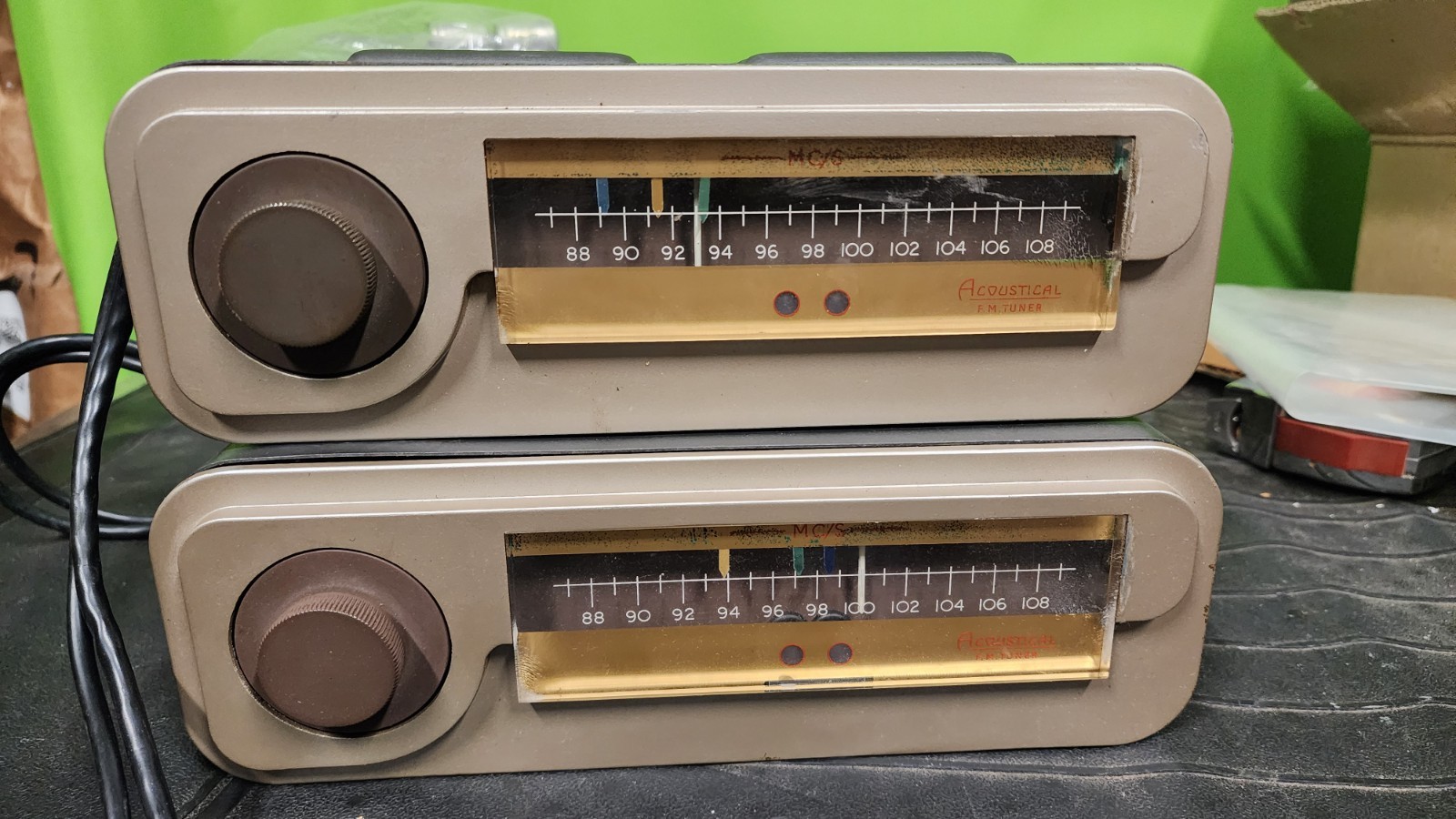2 Vintage ACOUSTICAL Quad FM TUBE Tuner Brimar tubes ORG With Manuals