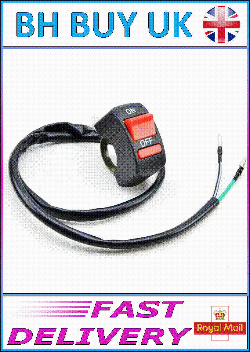 MOTORBIKE HANDLEBAR ON / OFF SWITCH BUTTON 12V 10A BLACK RED FLAMEOUT MOTOR BIKE