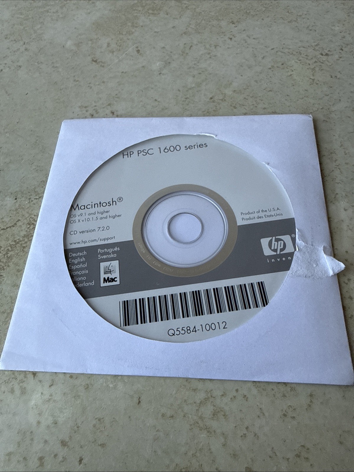 HP PSC 1600 Series Macintosh CD Version 7.2.0 Drivers & Utilities Disc Only