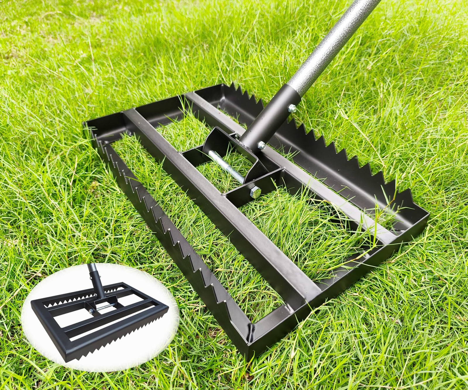 Lawn Leveling Rake - Heavy Duty Yard Leveler , Reinforced Welds, 74" Adjustab...
