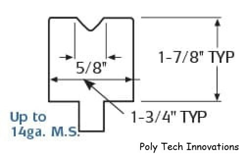 5/8" x 48" Long, Vee, 90 Degree, Polyurethane Press Brake Die, 75 D Durometer