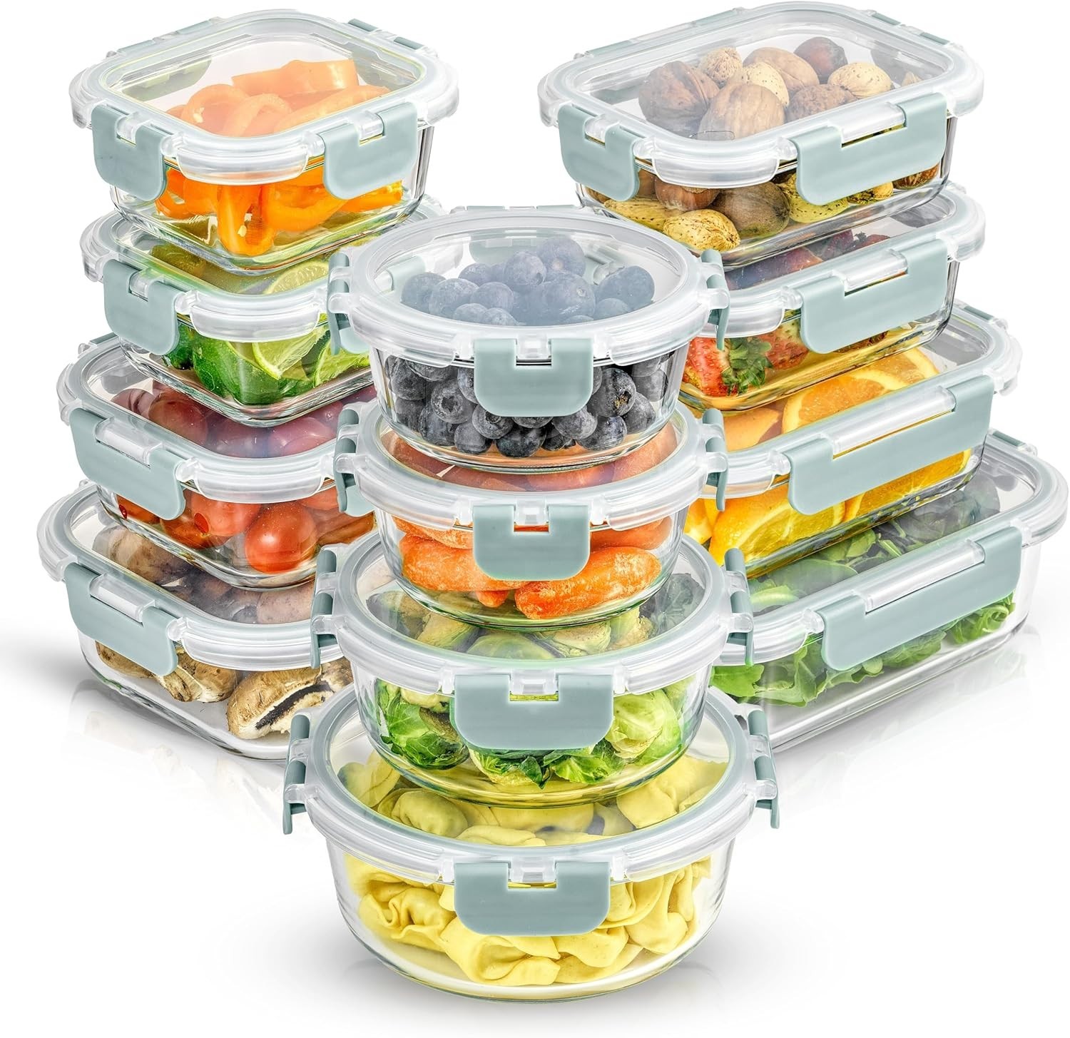 Elegant 24-Piece Airtight Glass Tupperware - Safe for Oven, Microwave, & Freezer