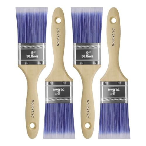 Paint Brushes - 2" Flat Brushes, Paint Brush Set, Wood Paint Brushes for 4 Pack