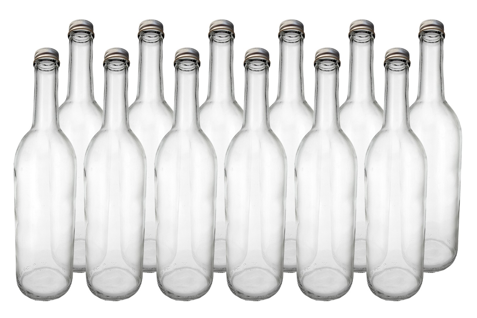 Home Brew Ohio 750ml Clear Screw Cap Wine Bottles w/28mm Silver Metal Screw Caps