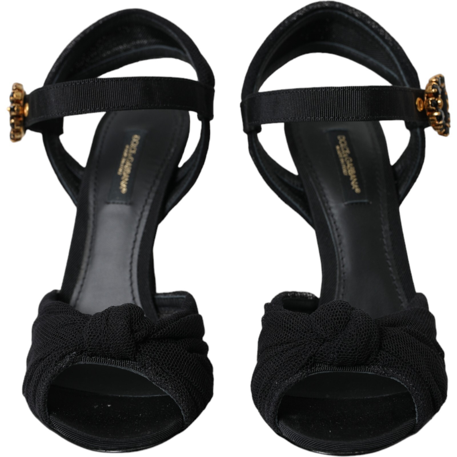 DOLCE & GABBANA Shoes Black Suede Embellished Heels Sandals EU36.5 / US6 1190usd
