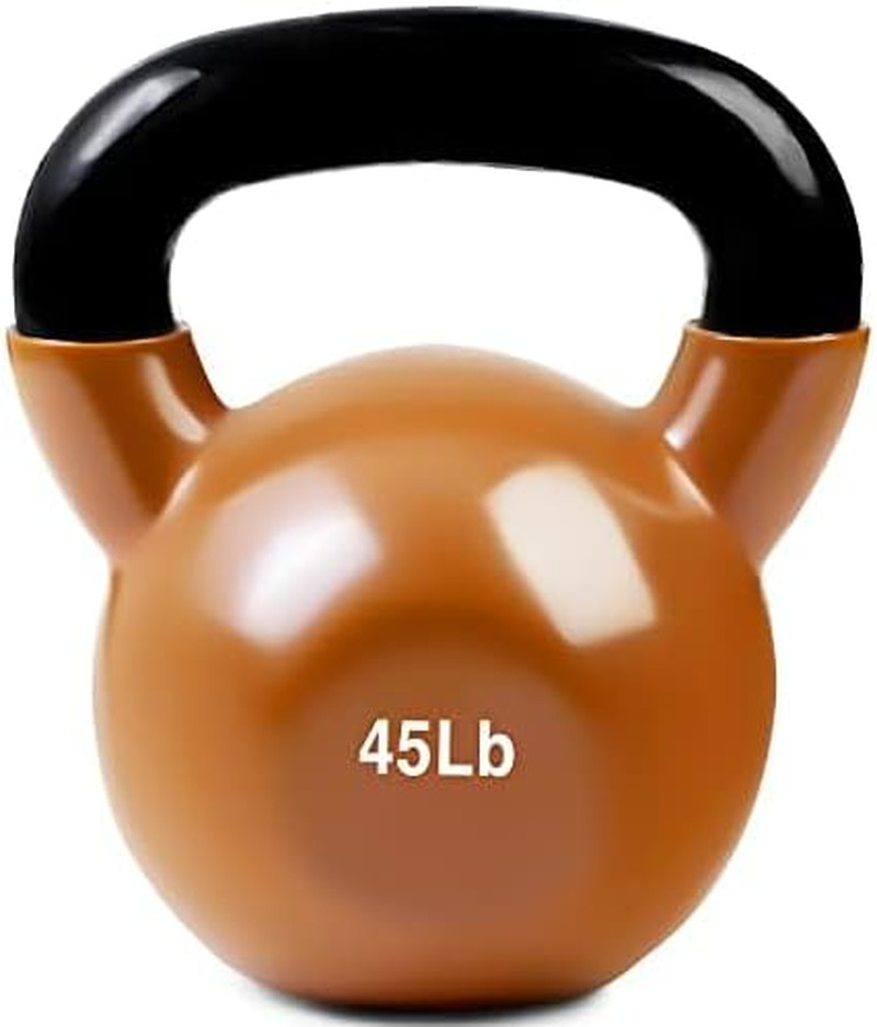 Kettlebell Weights Vinyl Coated Iron - 12 Size Options, 5Lbs-50Lbs - Coated for