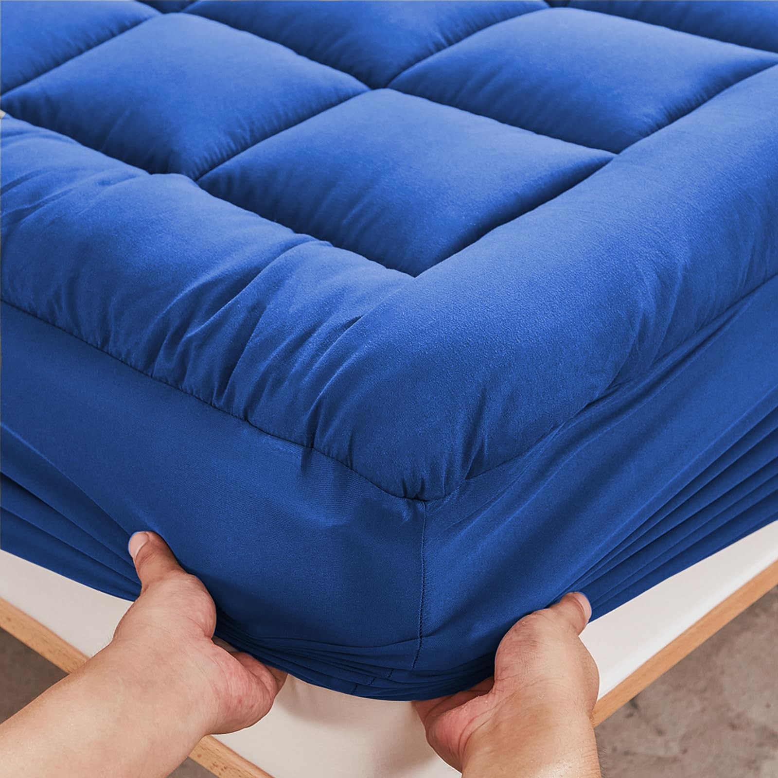 Mattress Pad - Soft and Breathable Protector Cover - Queen, Blue