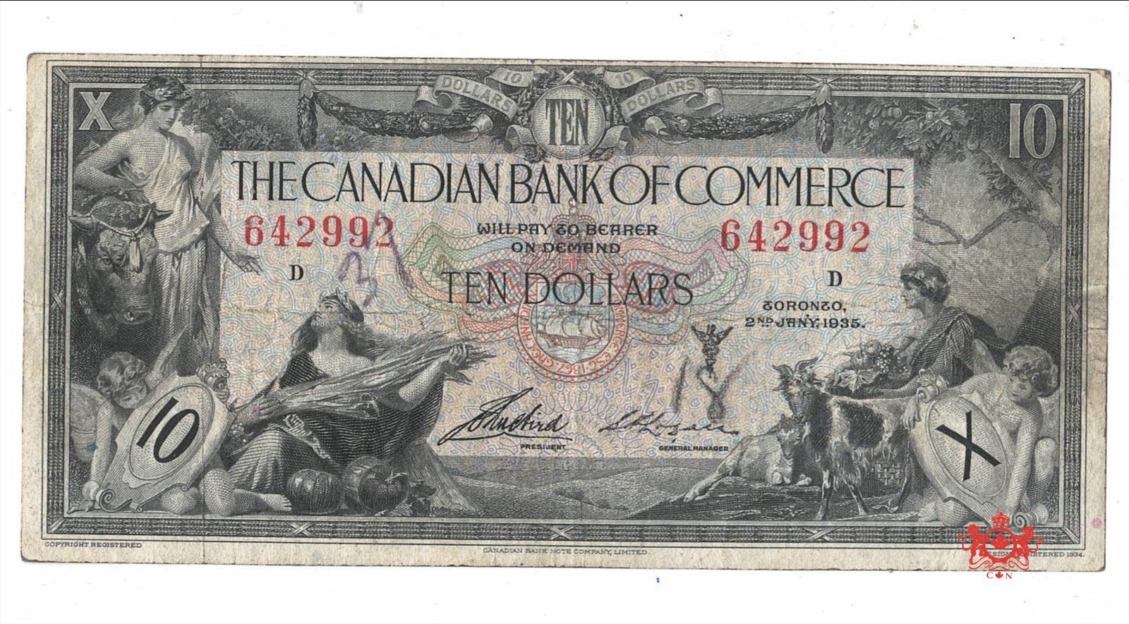 1935 The Canadian Bank Of Commerce 10$ 642992 - VF - 75-18-06