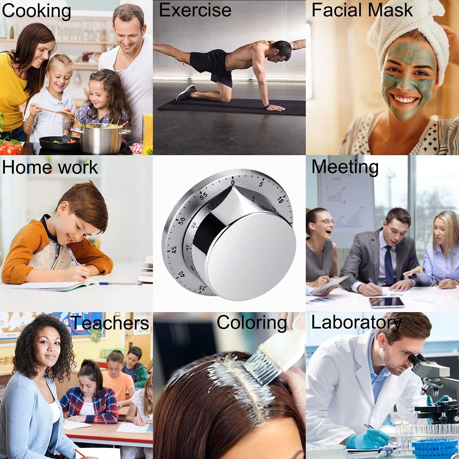 Kitchen Timer, Chef Cooking Timer Clock with Loud Alarm, No Batteries Required,