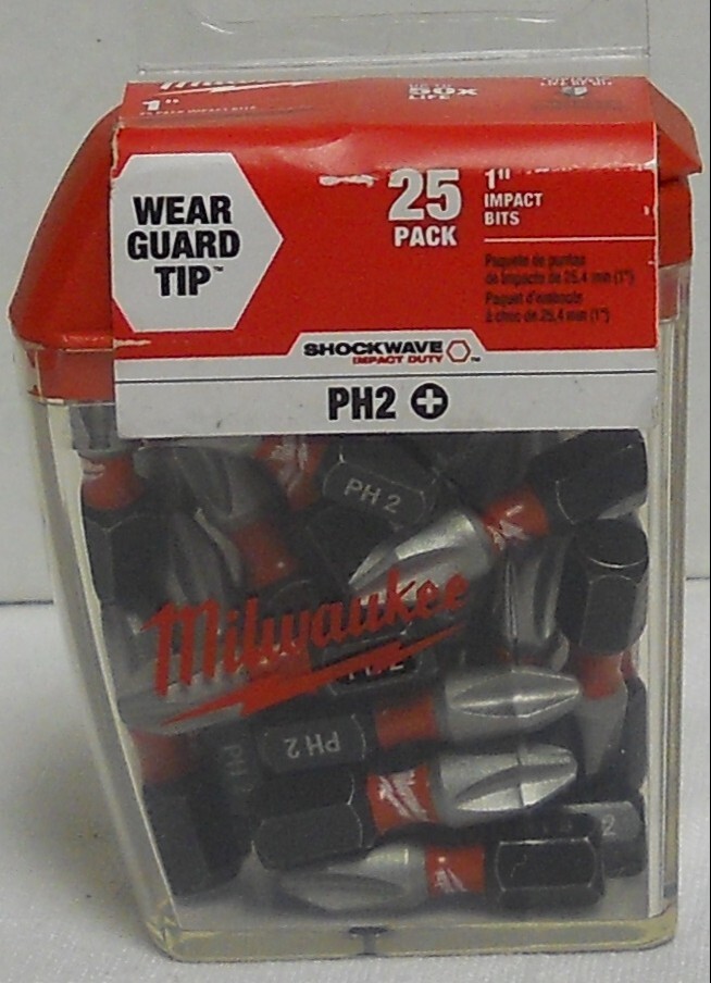 Milwaukee 48-32-4604 Shockwave PH 2 Impact Duty 25 Piece 1 Inch Impact Bits
