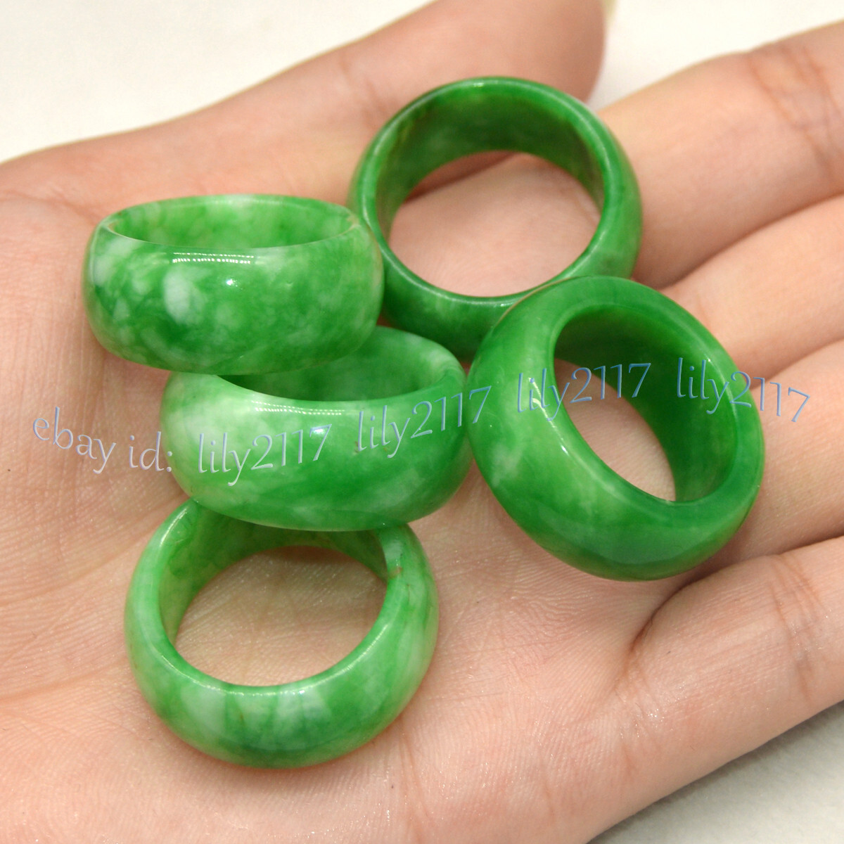 Natural Green Jade Jadeite 19-20mm Gemstone Circle Ring Men Women Gift Jewelry