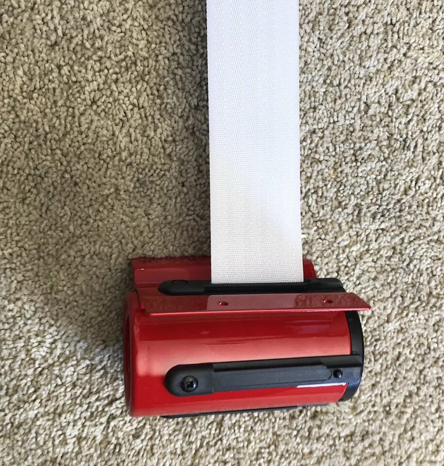 New Tensabarrier Concealed Mount Wall Unit Red with White Standard Belt End