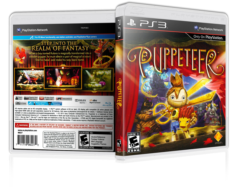 Puppeteer - Custom Replacement  PS3 Cover and Case. NO GAME!!