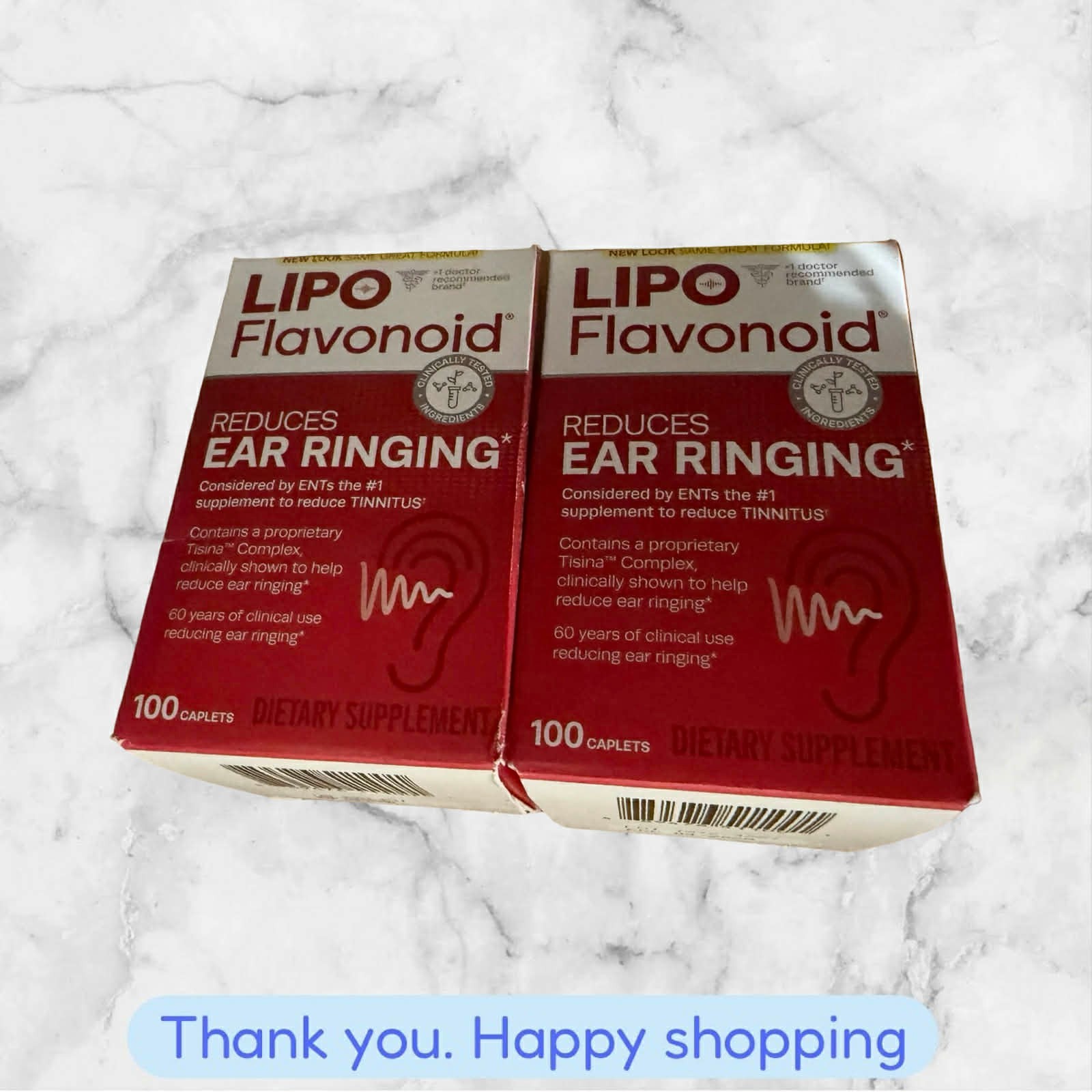 FOR 2 Lipo Flavonoid Plus Ear Ringing Dietary Supplement Caplets 100 Count Each