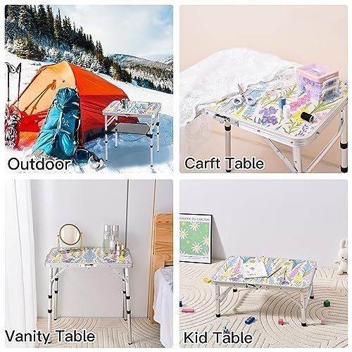 Folding Camping Table 2ft Portable Adjustable Height 3 Positions Lightweight