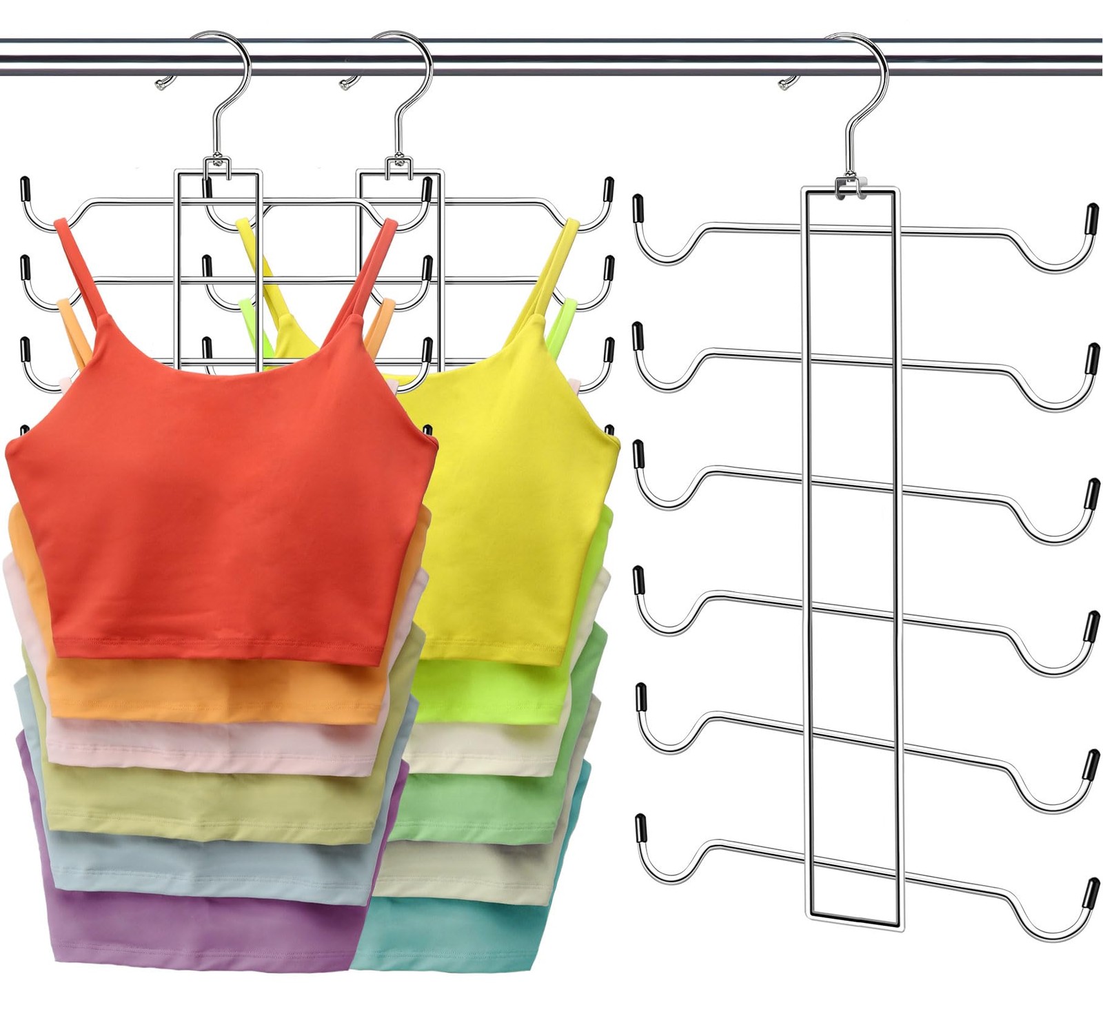 Metal Tank Top Hanger 2 Pack, Space Saving Bra Organizer with 2 Silver