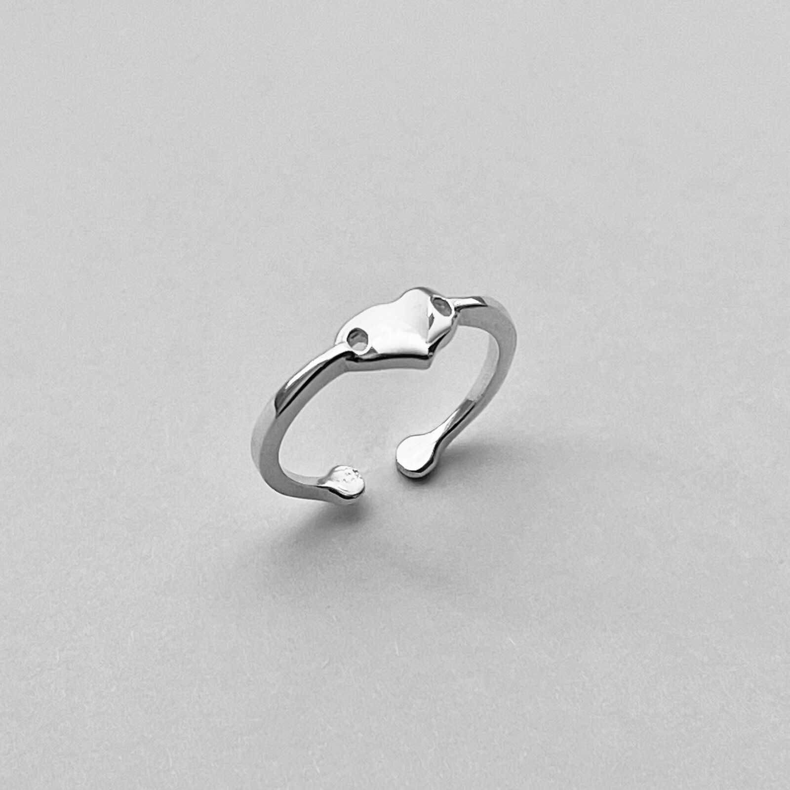 Sterling Silver Solid Heart Toe Ring, Adjustable Ring, Silver Ring, Heart Ring
