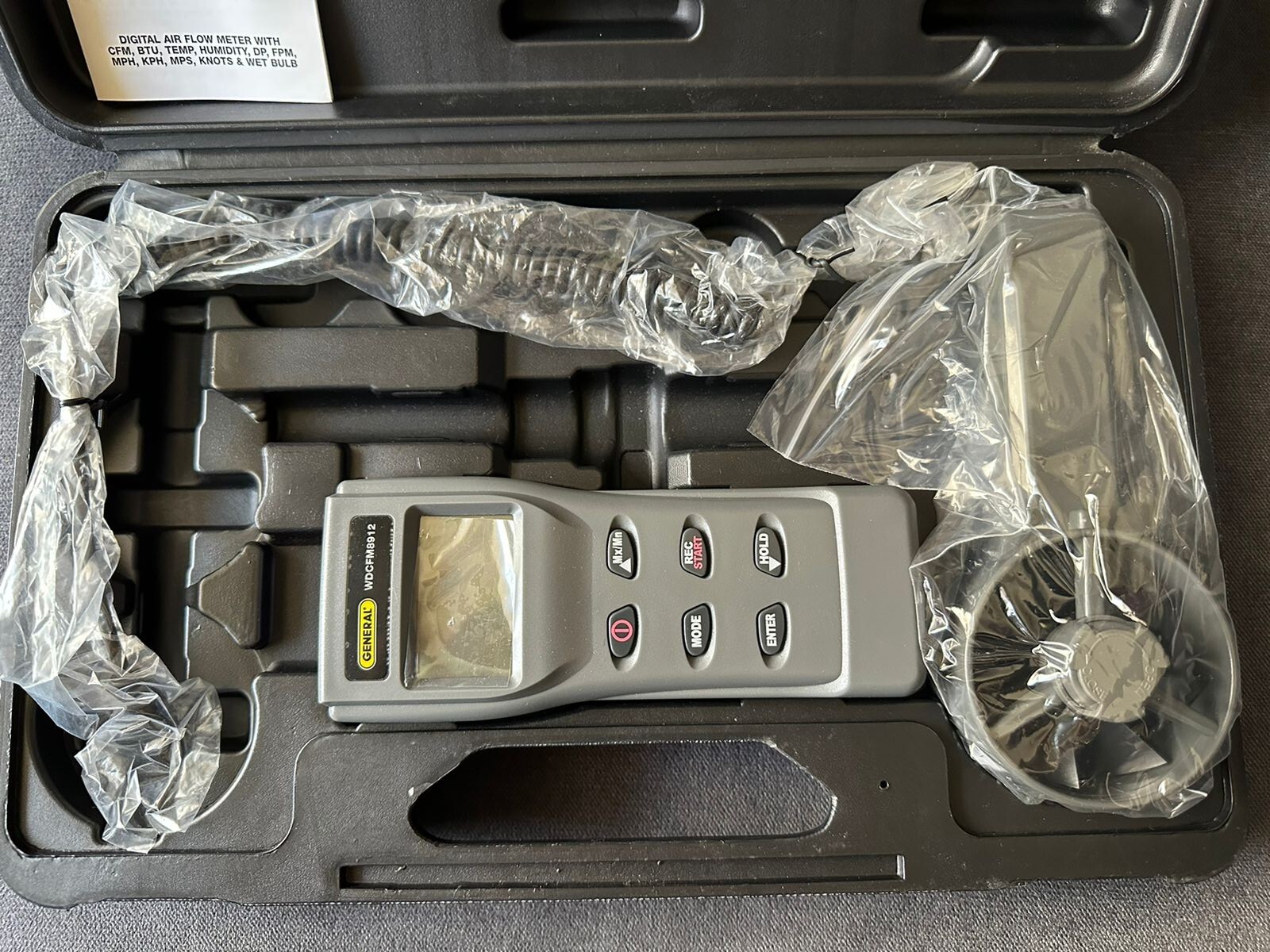 AIRFLOW VOLUME ANEMOMETER-PSYCHROMETER WDCFM8912 GENERAL TOOLS