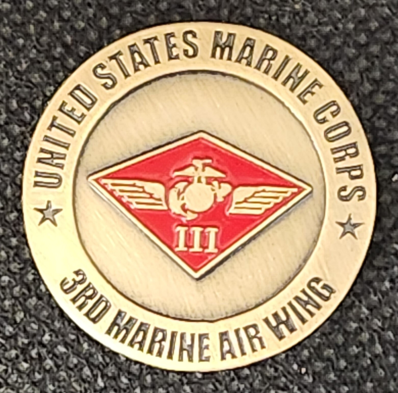 US Marine Corps  3rd Marine Air Wing 30mm (1-1/5") Metal Adhesive Medallion