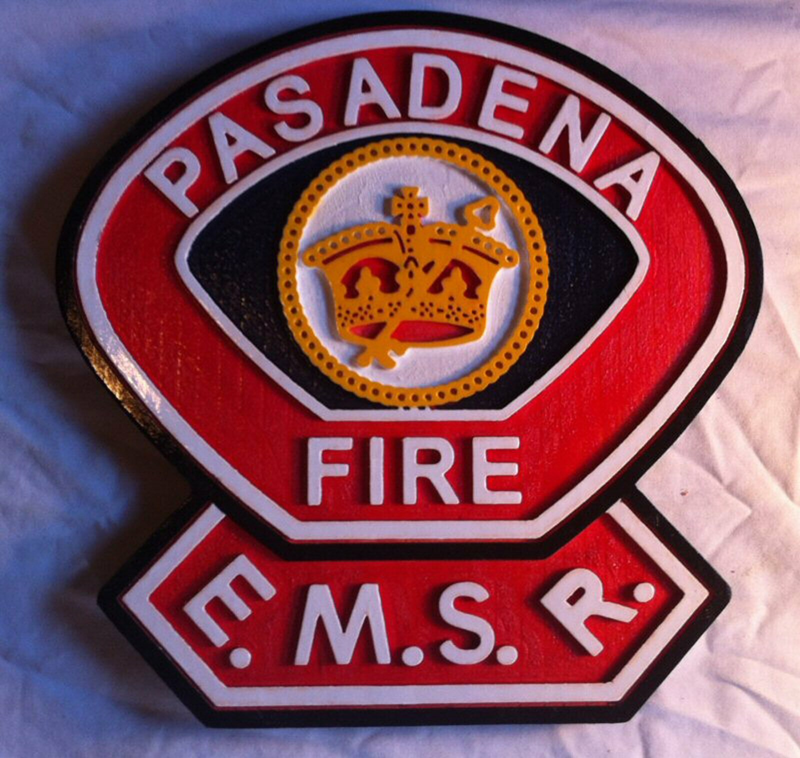 Fire Department Pasadena 3D routed wood patch plaque sign Custom