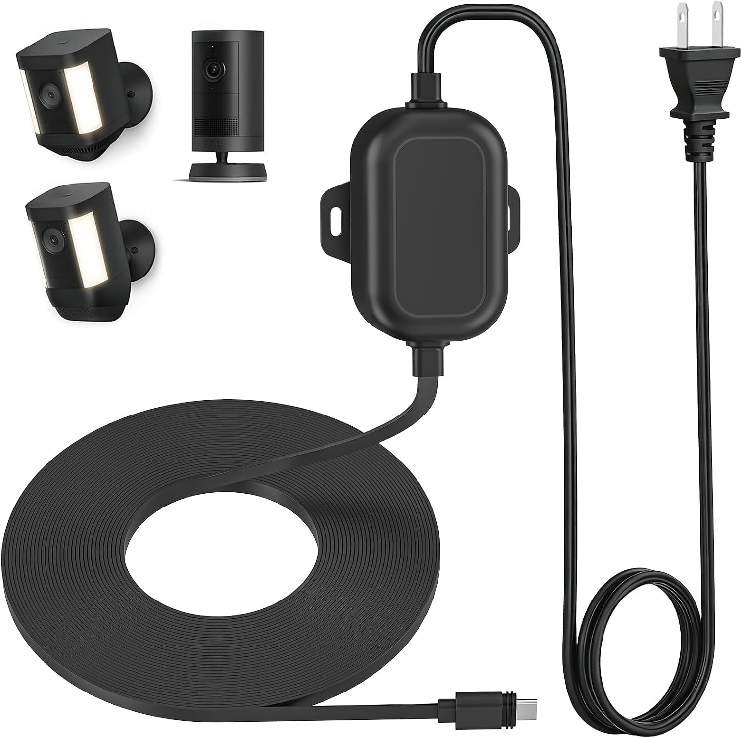 Weatherproof Power Cord for Ring Outdoor Cam Plus/Ring Spotlight Cam Plus/Pro (B
