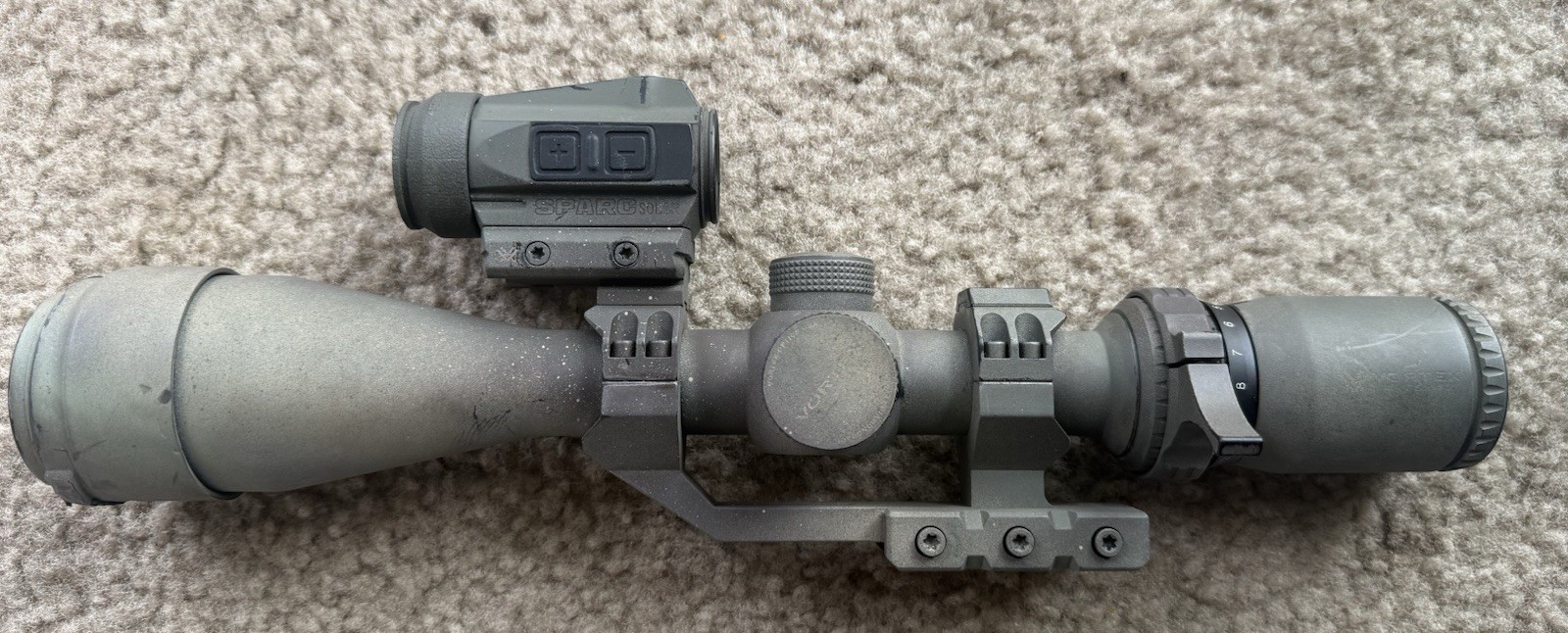 USED Vortex Diamondback HP 4-16x42mm & Piggyback Vortex Sparc Solar Optic Combo