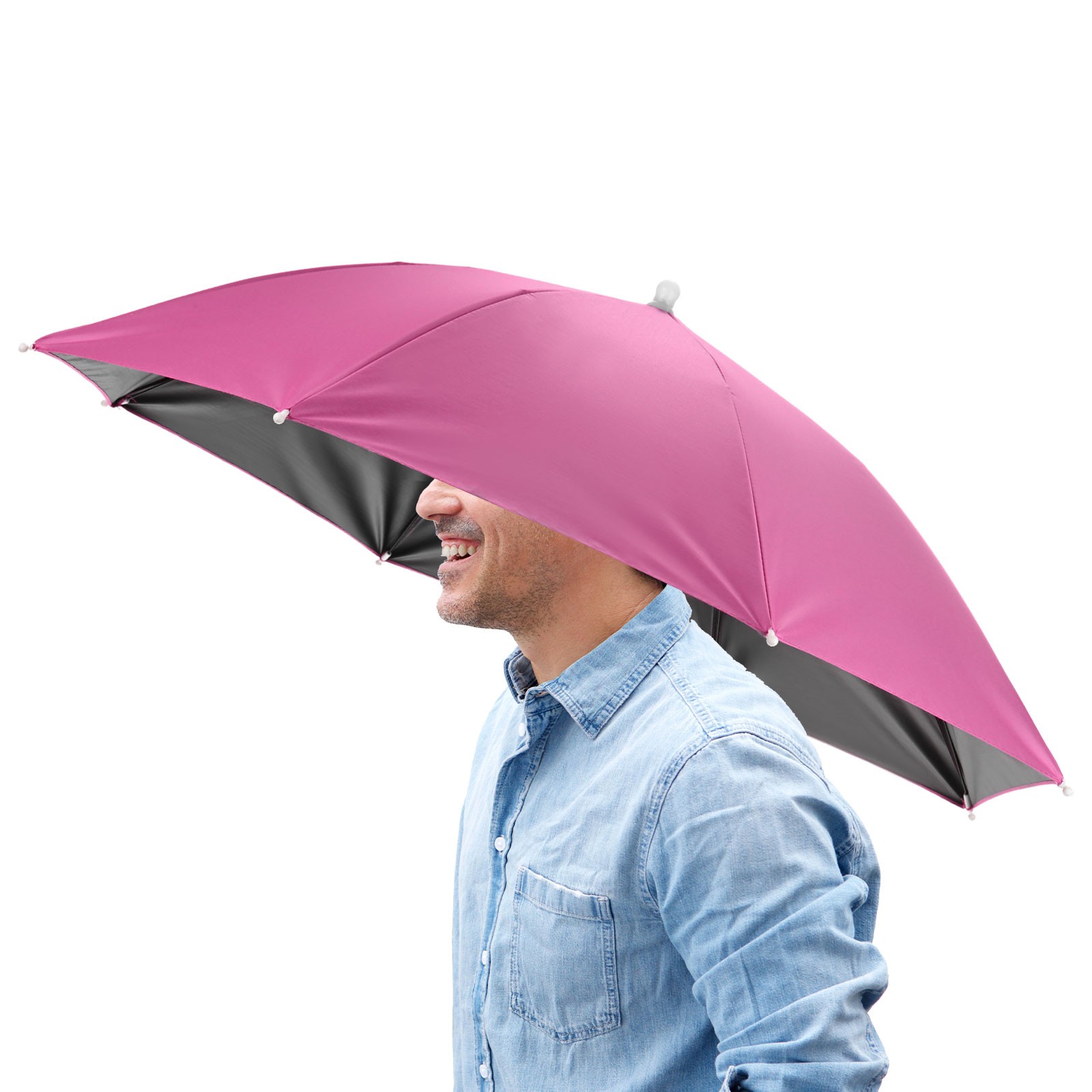 26\" Black Band Outdoor Umbrella Hat [Red Pink]