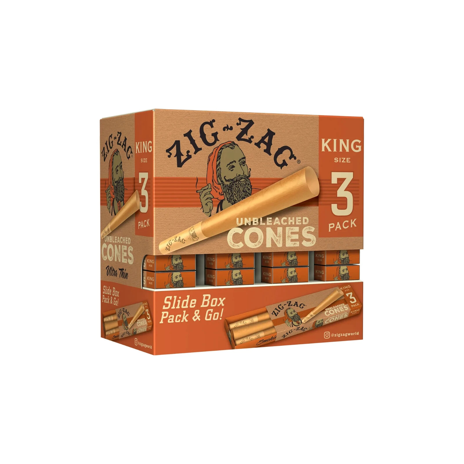 😎 FULL BOX ZIG ZAG UNBLEACHED CONES ✨ KING SIZE ✨ 36 PACKS👀