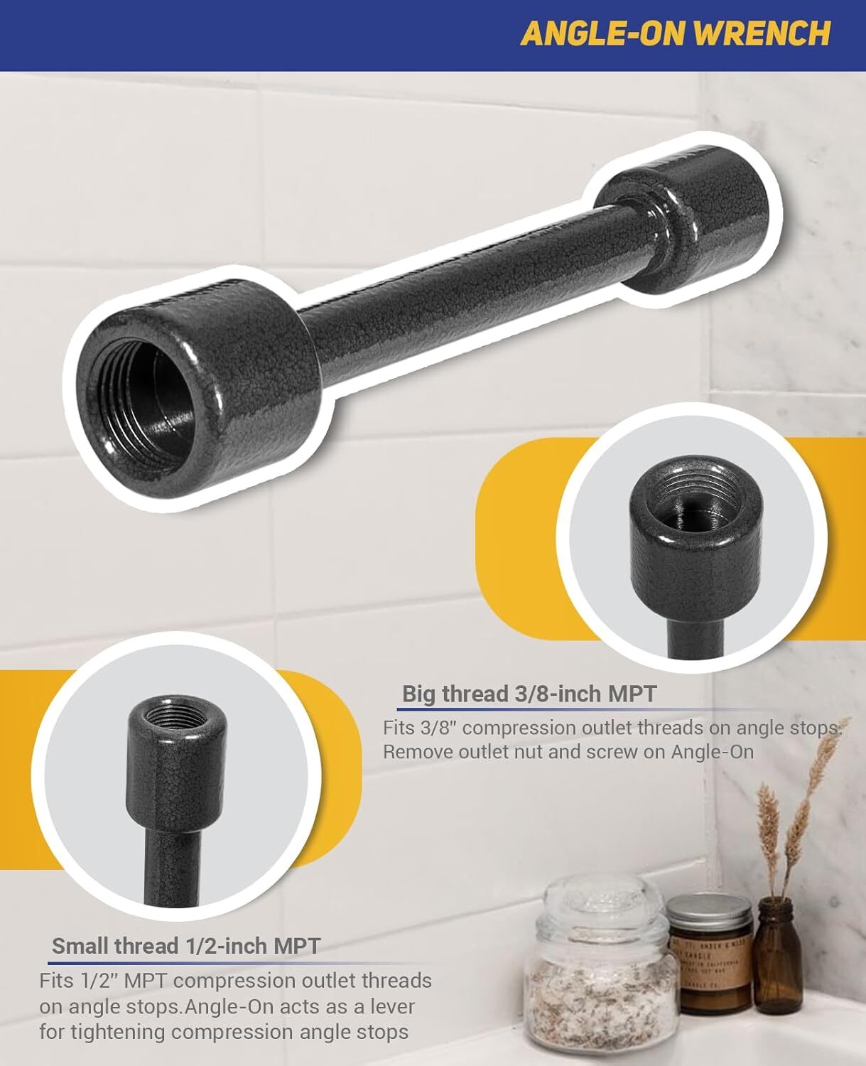 Angle-On Plumber Wrench for Installing New Compression Nuts Plumbing Tool