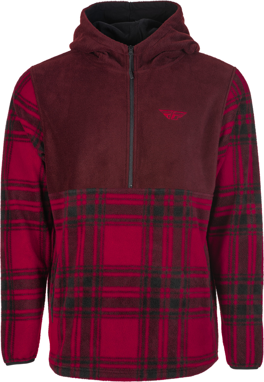 Fly Racing Half Zip Pullover Hoodie Sm Red Plaid 354-0022S