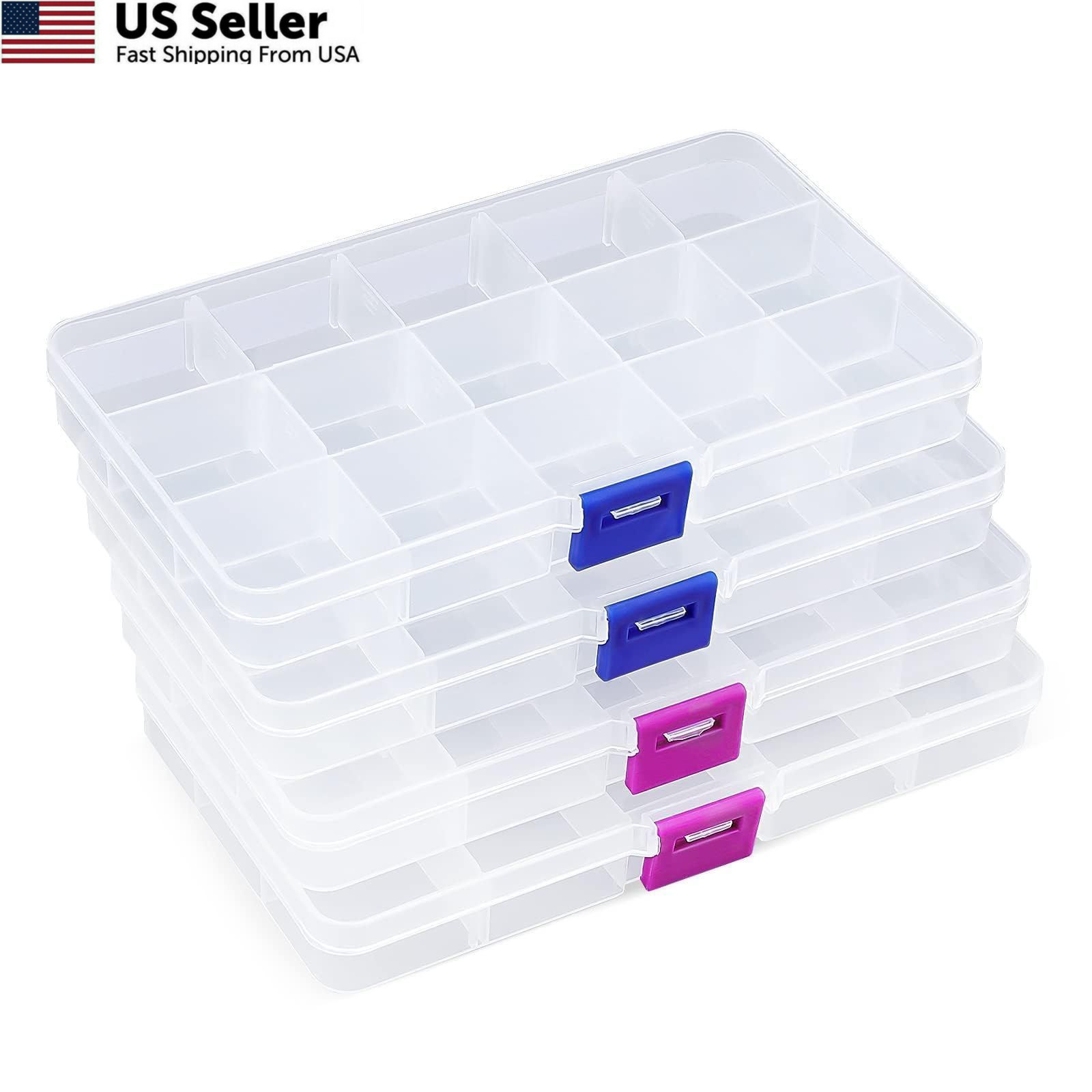 Opret 15 Grids Bead Organizer(4 Pack), Earring 15 grids, 4 pcs, transparent