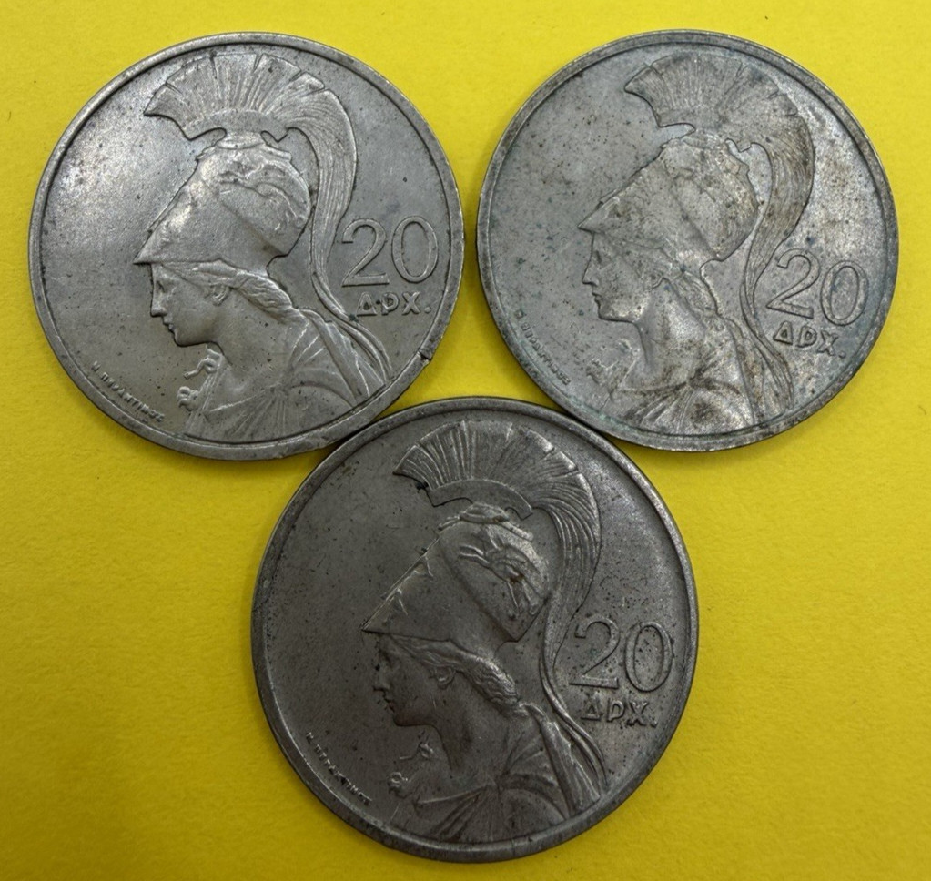 Greece 1973 20 Drachmai Phoenix (Third Hellenic Republic) 20 Drachmai - Lot of 3