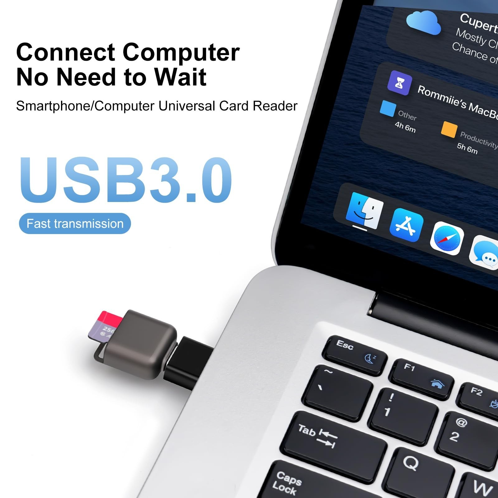 Micro SD Card Reader, BORLTER CLAMP TF Card Reader USB C 3.0 to TF/Micro SD w...