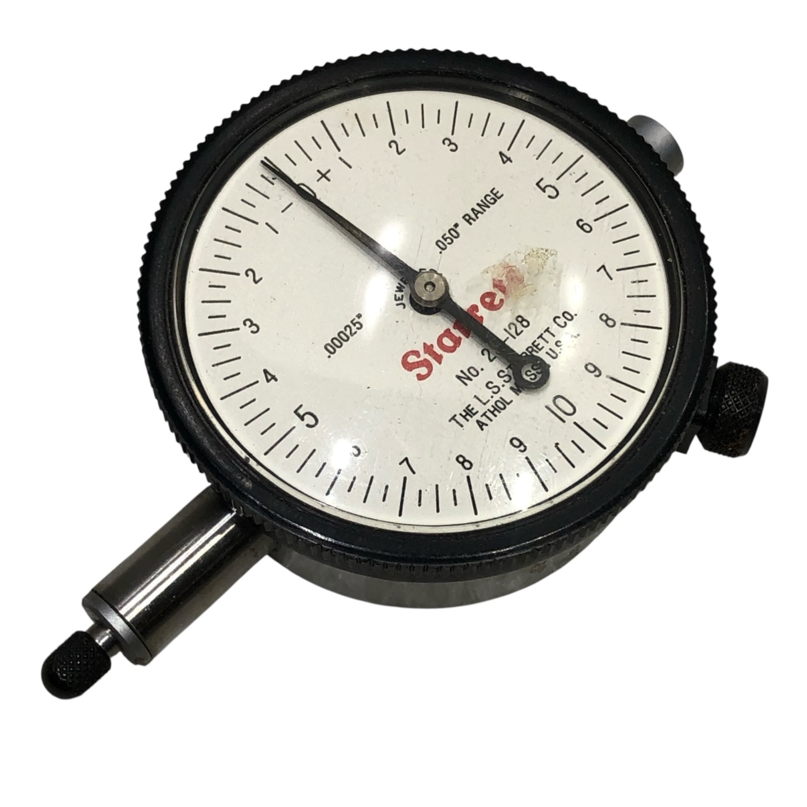 Starrett No. 25-128 Dial Indicator .00025" Grads Jeweled .050" Range