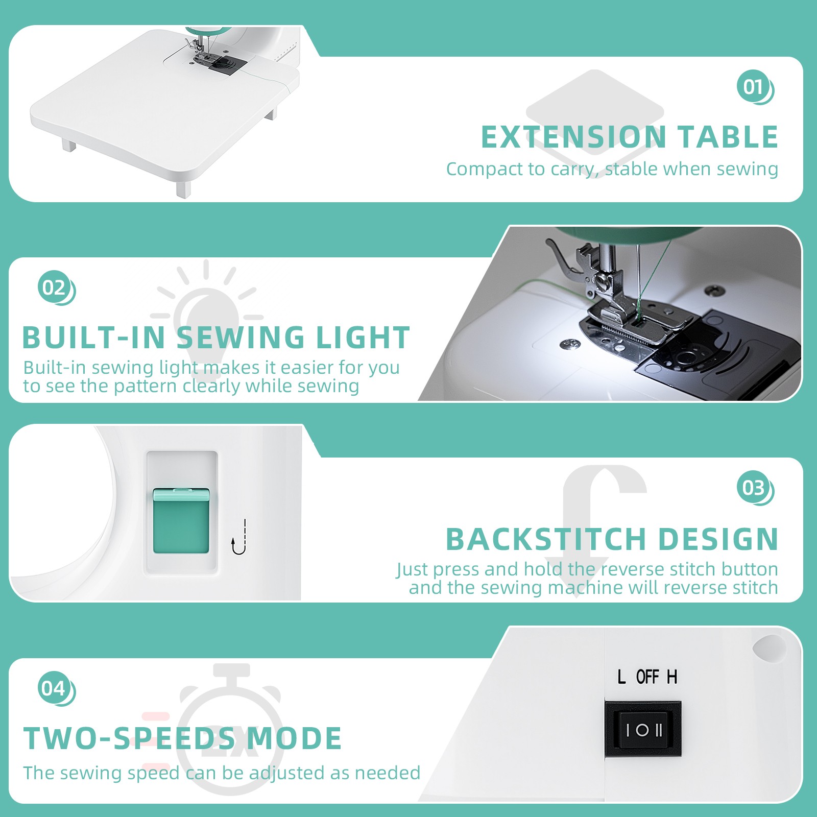 Portable Electric Sewing Machine Crafting Mending Machine 12 Built-In Stitches U