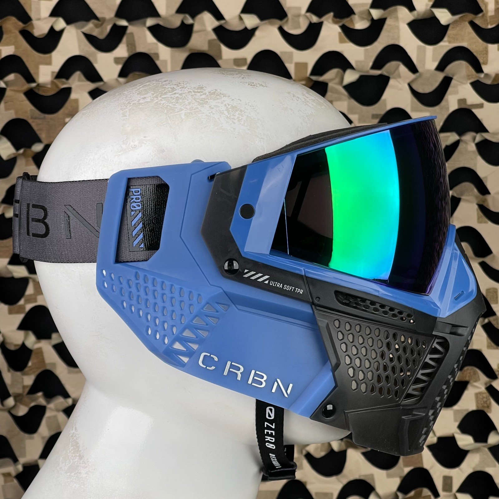 Carbon CRBN Zero Pro Paintball Mask (More Coverage) - Cryo - Grey - Leaf Mirror