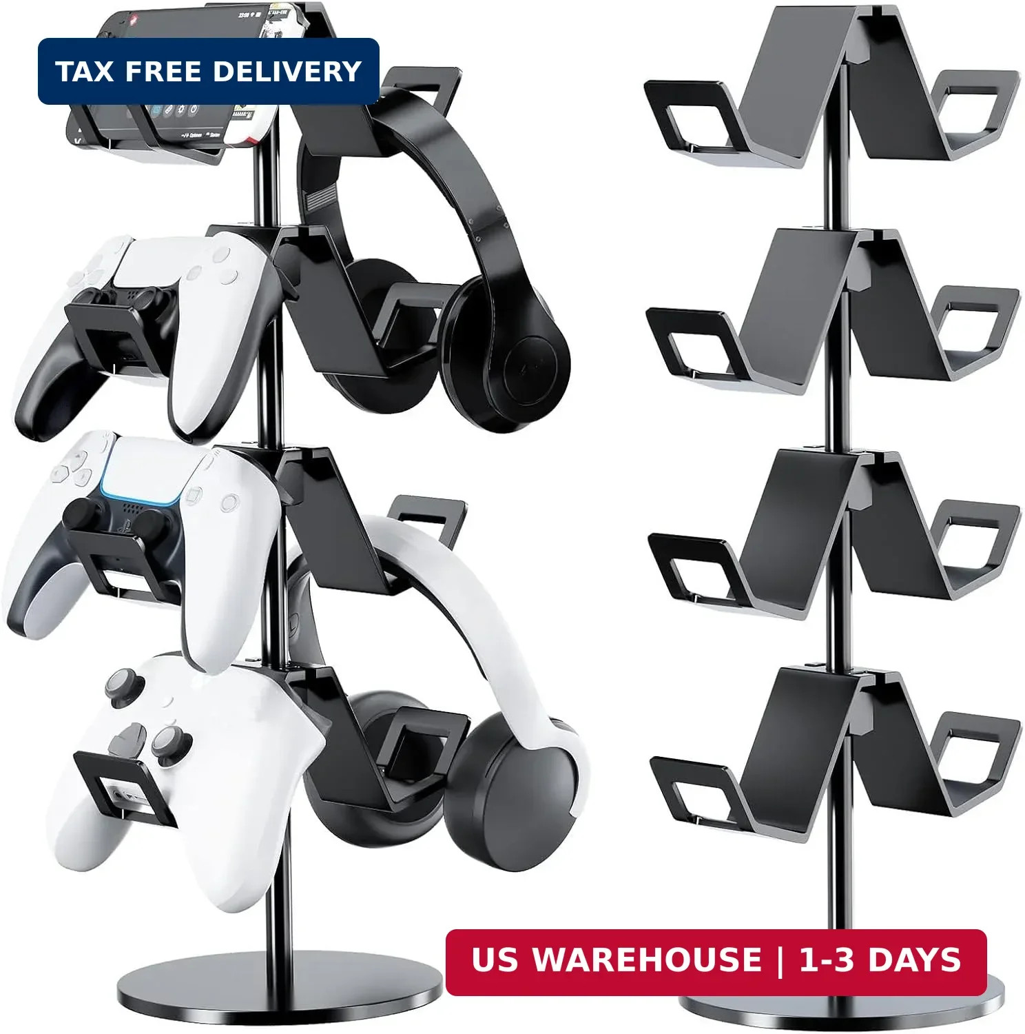 Controller Holder 4 Tier,Headphone Stand for Xbox PS5 PS4 | Classical "W" shape,