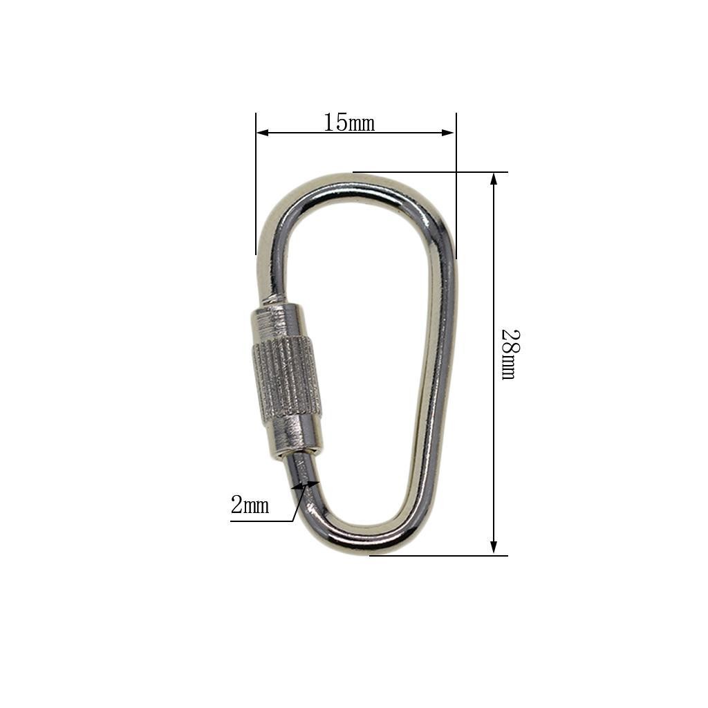 10pcs Steel Screw Lock Carabiner Hook Keychain Camping